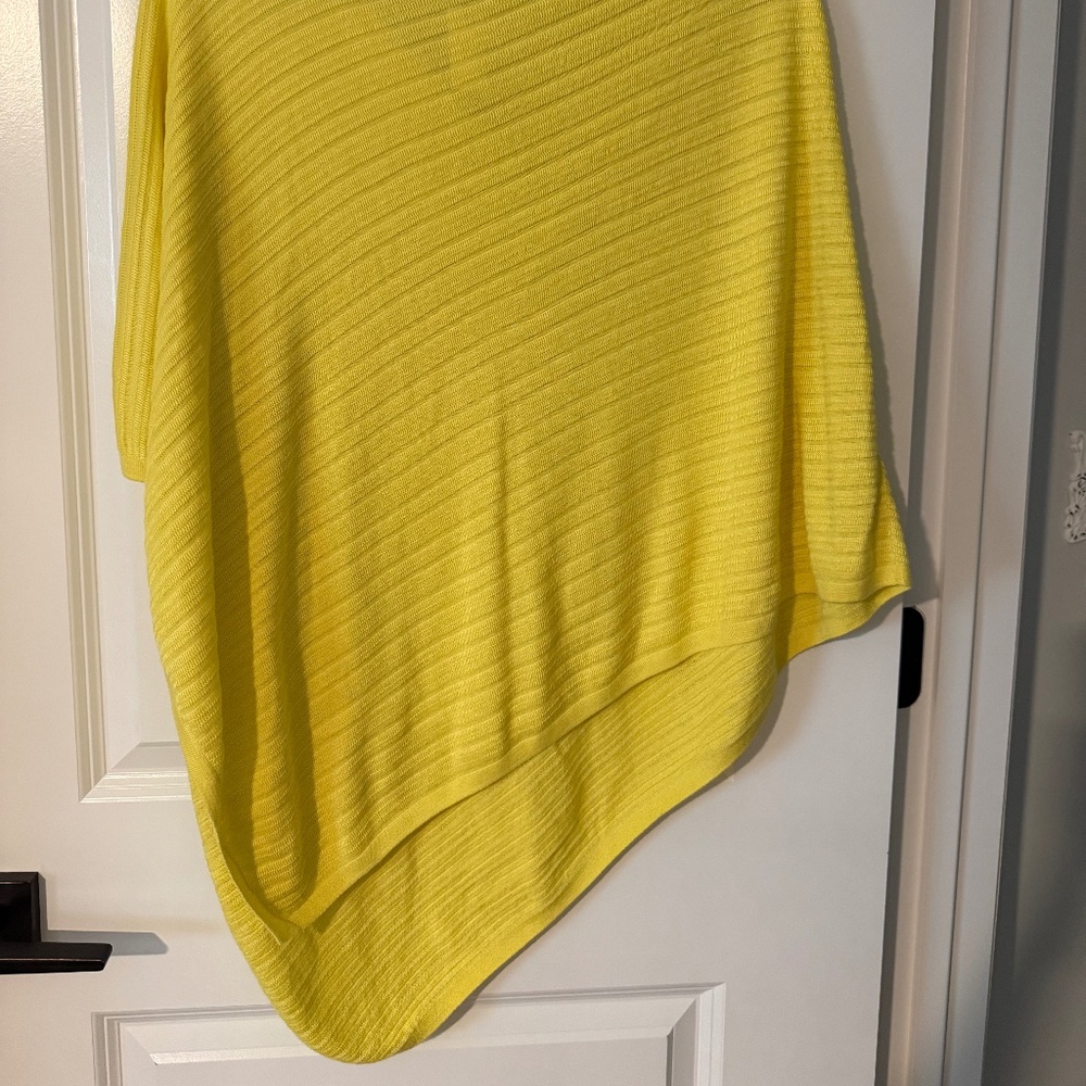 Talbots Yellow Knit Poncho Sweater Asymmetrical Pullover New with Tag Sz M/L - Picture 4 of 4